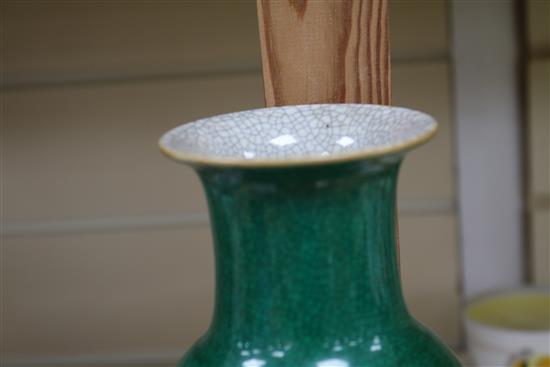 A Chinese green crackle glazed vase height 26cm